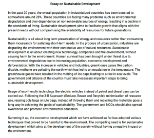 essay on sustainable development in 200 words