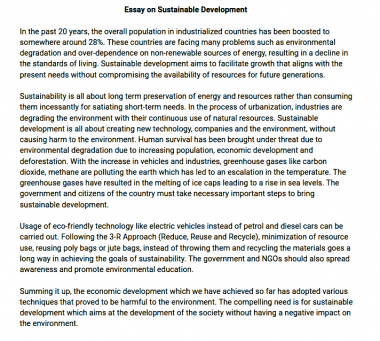 essay on history of sustainable development