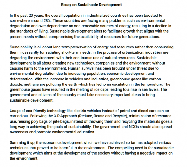essay on sustainable development upsc
