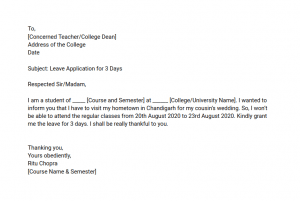 leave application letter college