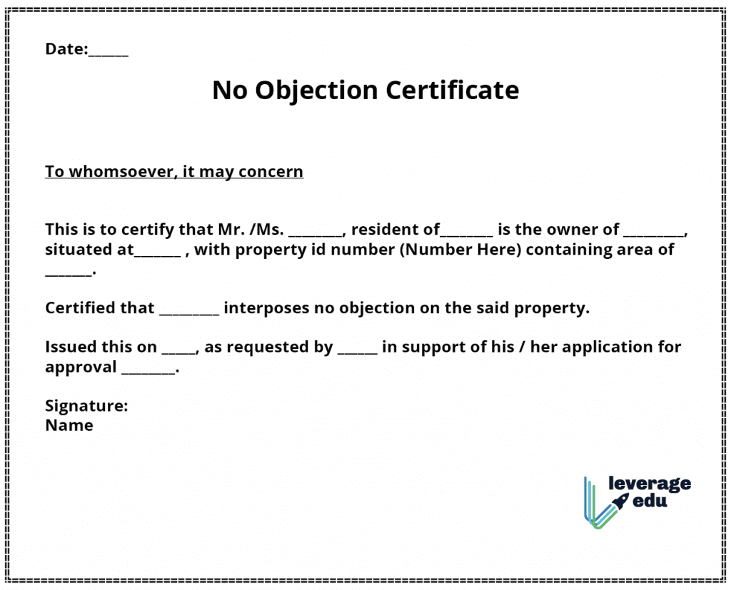NOC Format, Templates, Samples & Writing Tips  Leverage Edu With Regard To Letter Of Objection Template