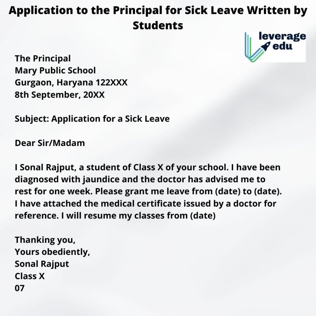 how to write a letter to principal for leave