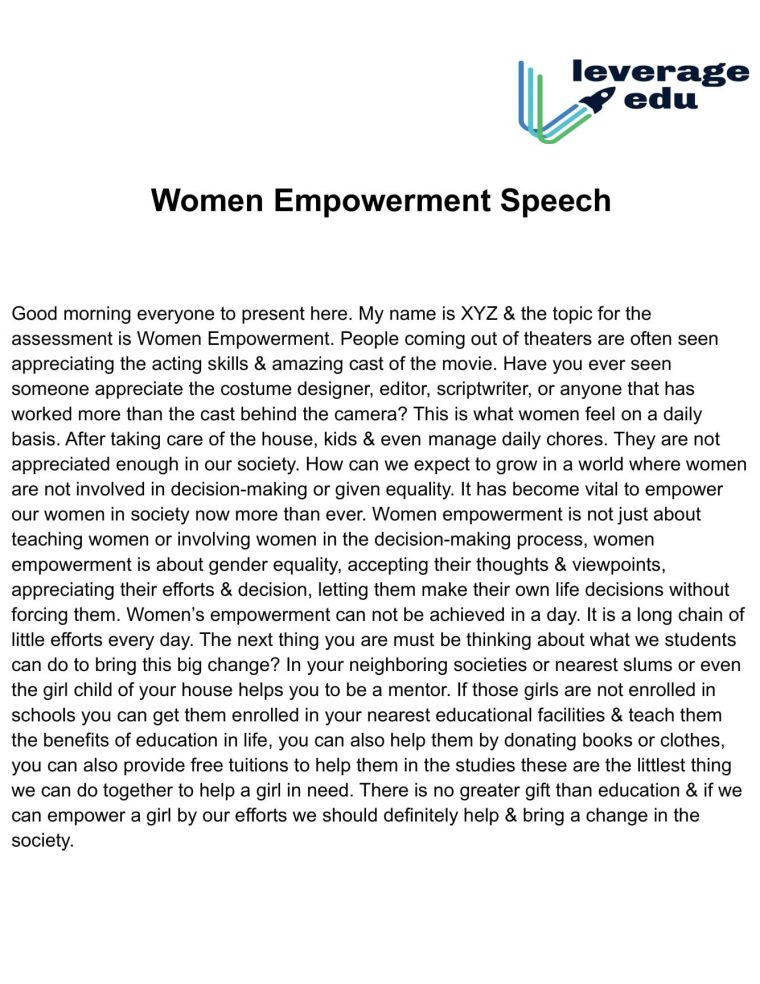 speech writing on women's empowerment