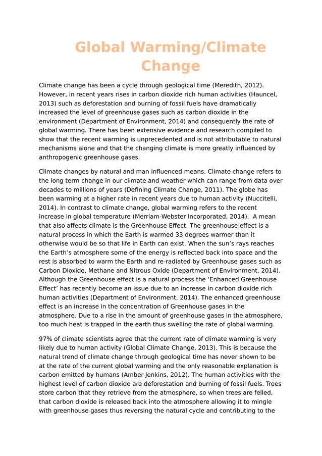 informative essay climate change