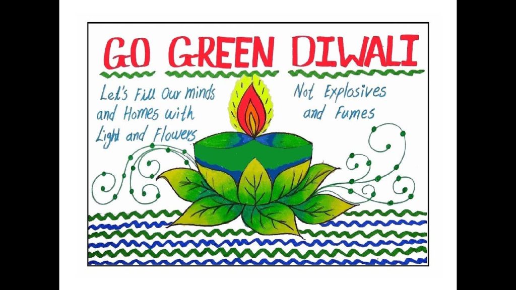 Green Diwali Poster for School